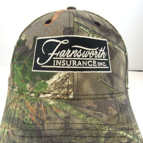 Farnsworth Insurance Inc Patch Embroidered Logo Men's Camo Strap Back Cap Hat - Picture 1 of 8